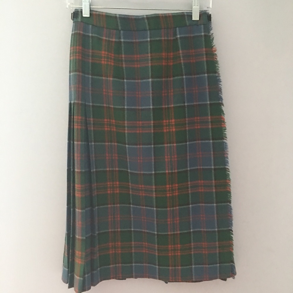 Vintage 100% wool made in Ireland plaid wrap skirt